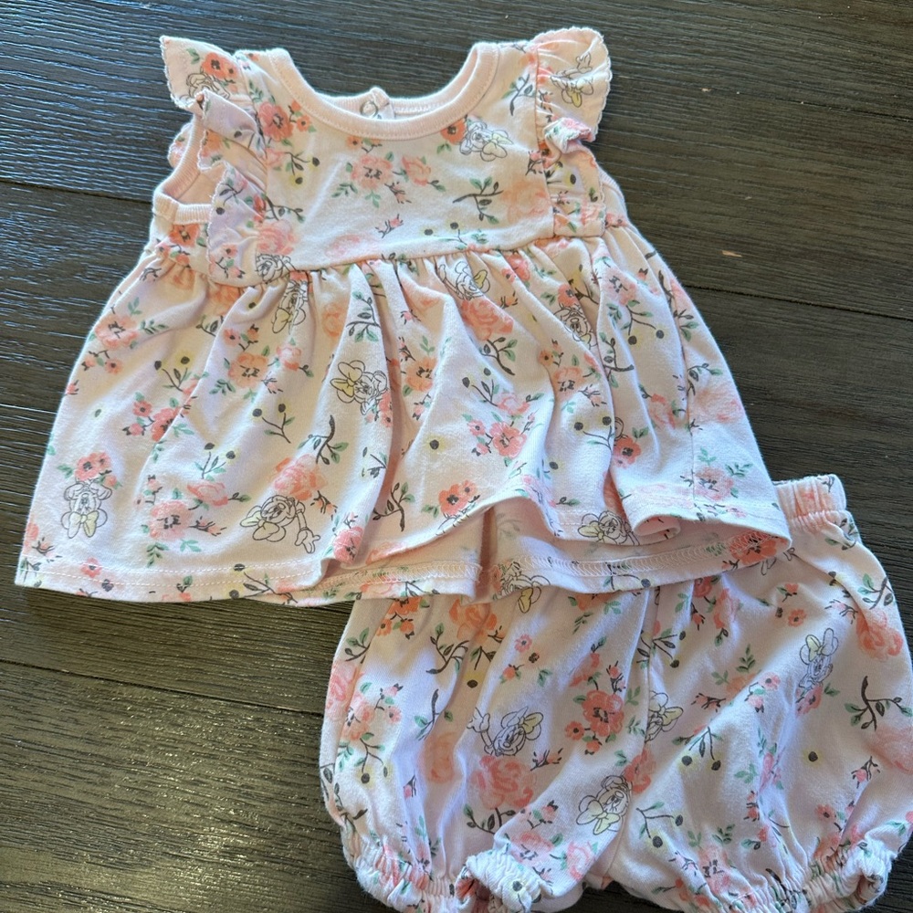 0-3month Disney Baby Minnie Floral Pink Baby Set